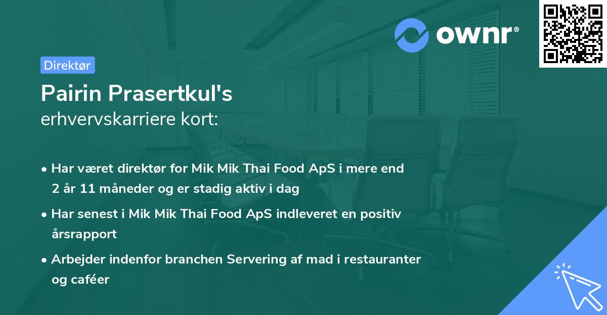 Pairin Prasertkul's erhvervskarriere kort