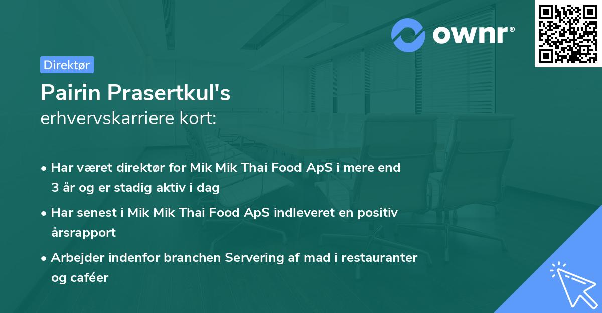 Pairin Prasertkul's erhvervskarriere kort