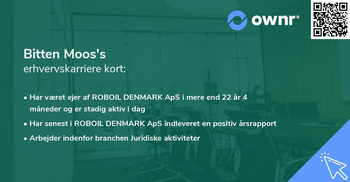 Bitten Moos's erhvervskarriere kort