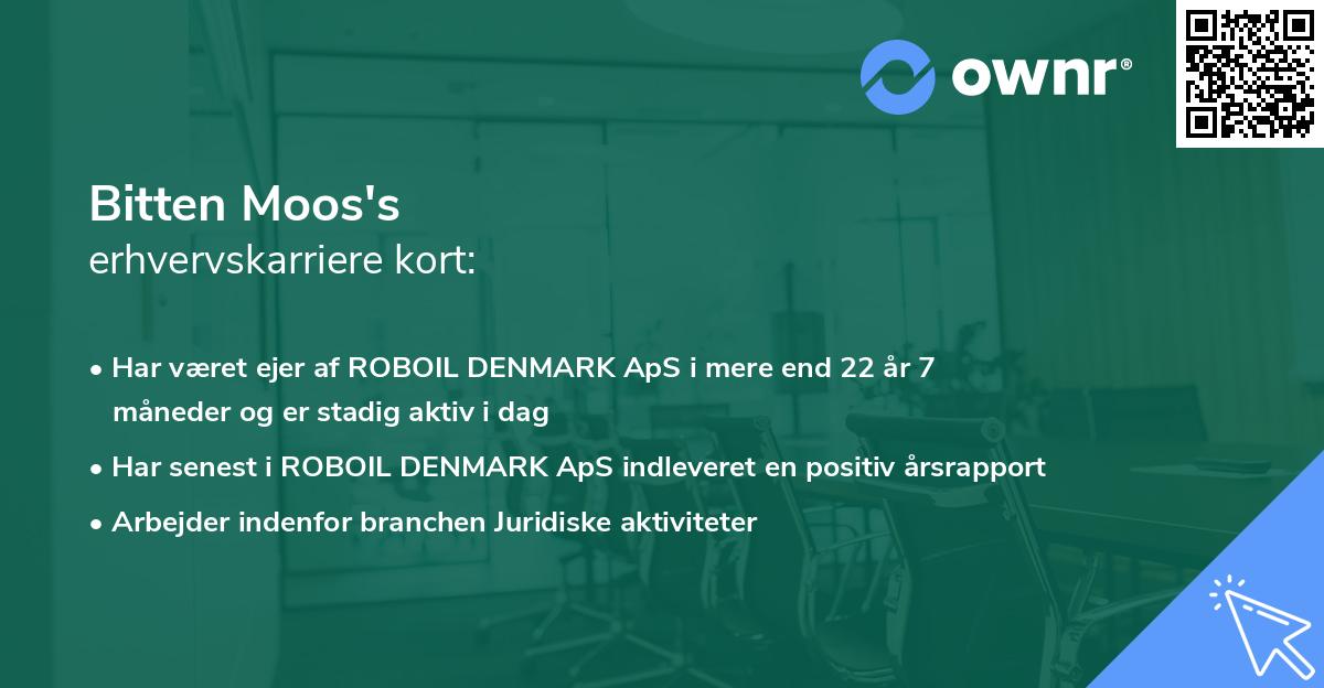 Bitten Moos's erhvervskarriere kort