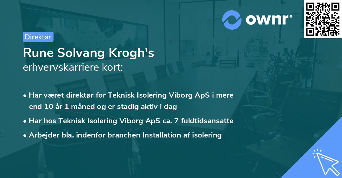 Rune Solvang Krogh's erhvervskarriere kort