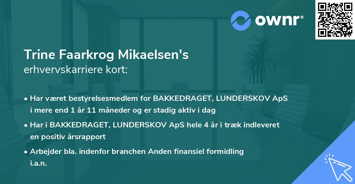 Trine Faarkrog Mikaelsen's erhvervskarriere kort