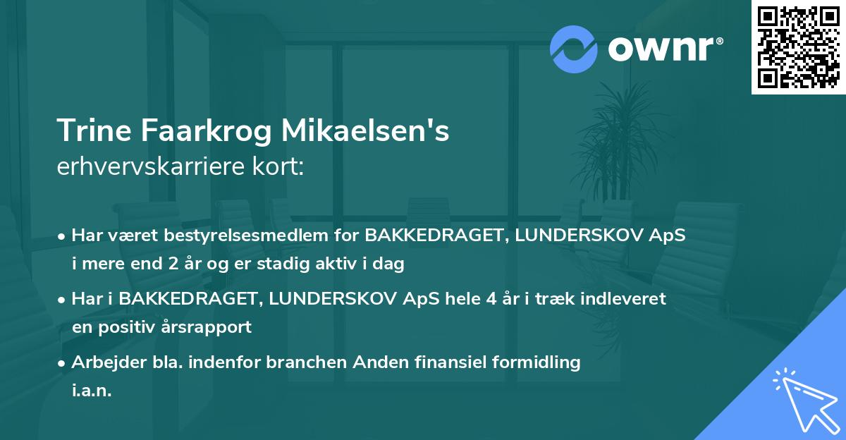 Trine Faarkrog Mikaelsen's erhvervskarriere kort