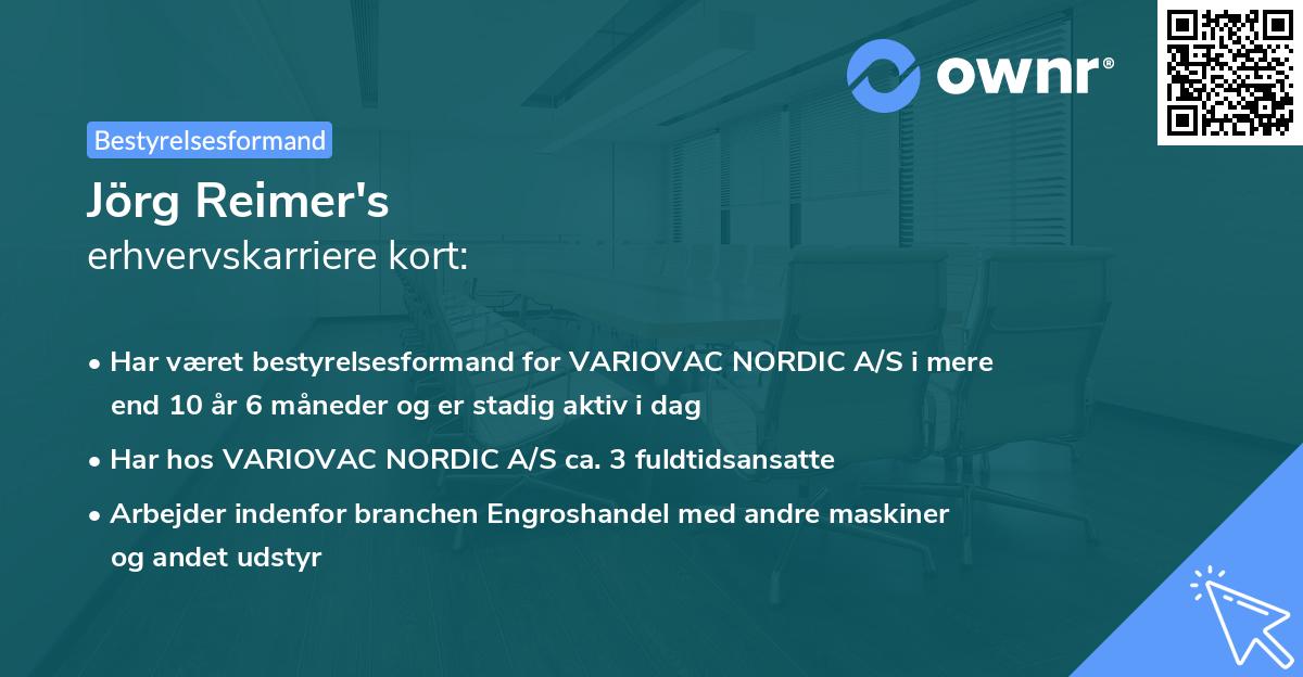Jörg Reimer's erhvervskarriere kort