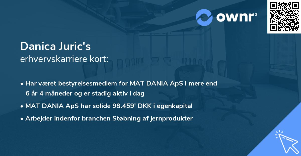 Danica Juric's erhvervskarriere kort