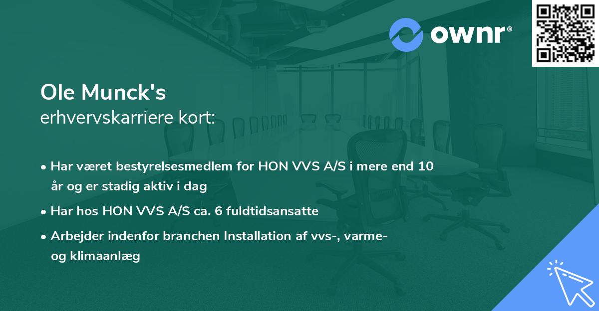 Ole Munck's erhvervskarriere kort