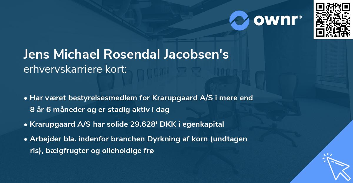 Jens Michael Rosendal Jacobsen's erhvervskarriere kort