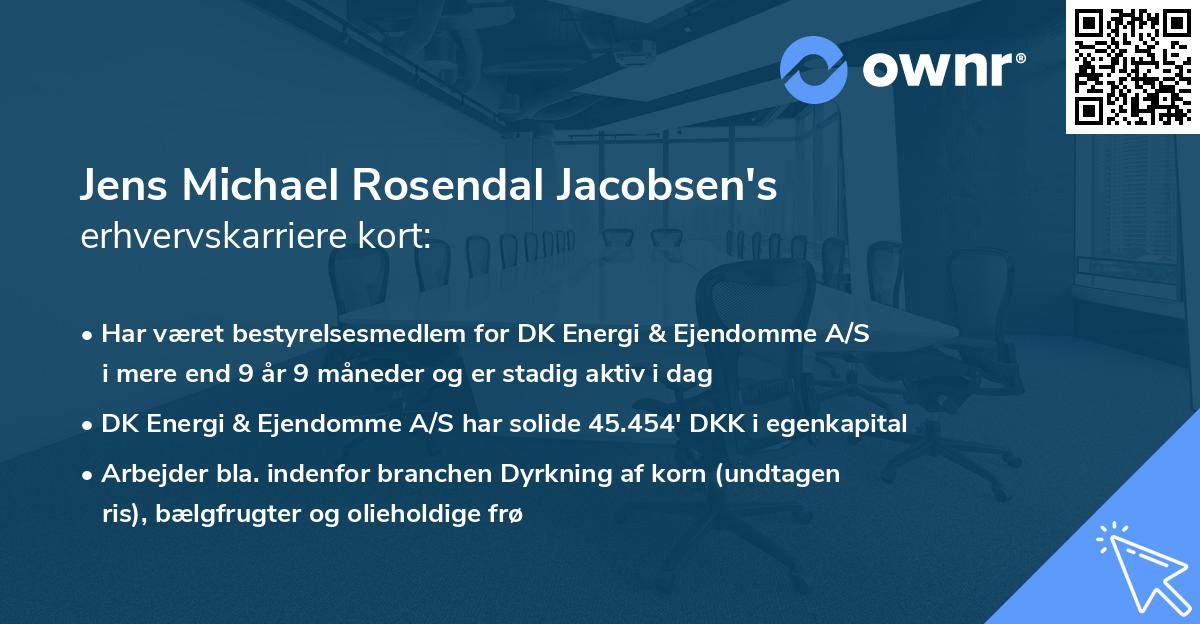 Jens Michael Rosendal Jacobsen's erhvervskarriere kort