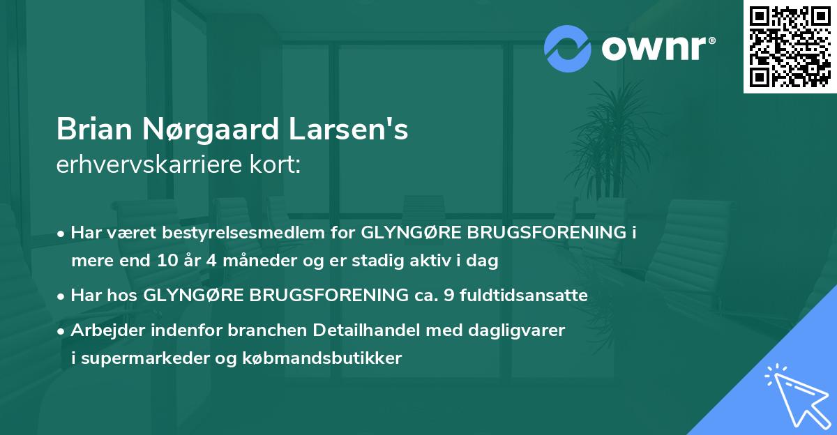 Brian Nørgaard Larsen's erhvervskarriere kort