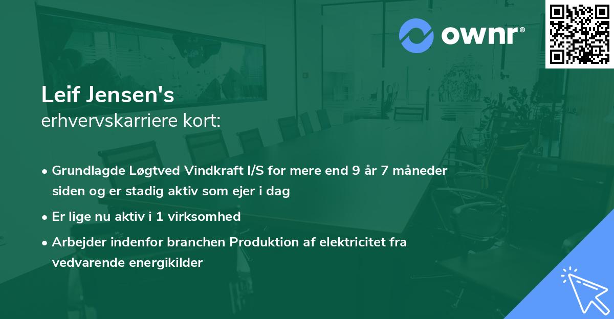 Leif Jensen's erhvervskarriere kort