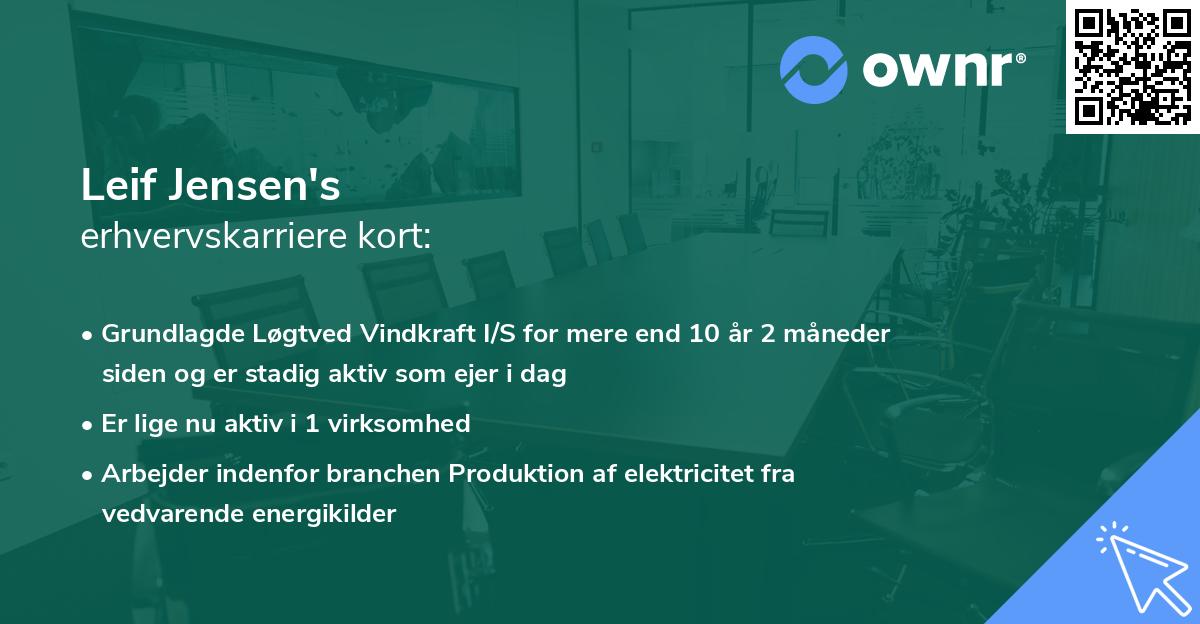 Leif Jensen's erhvervskarriere kort
