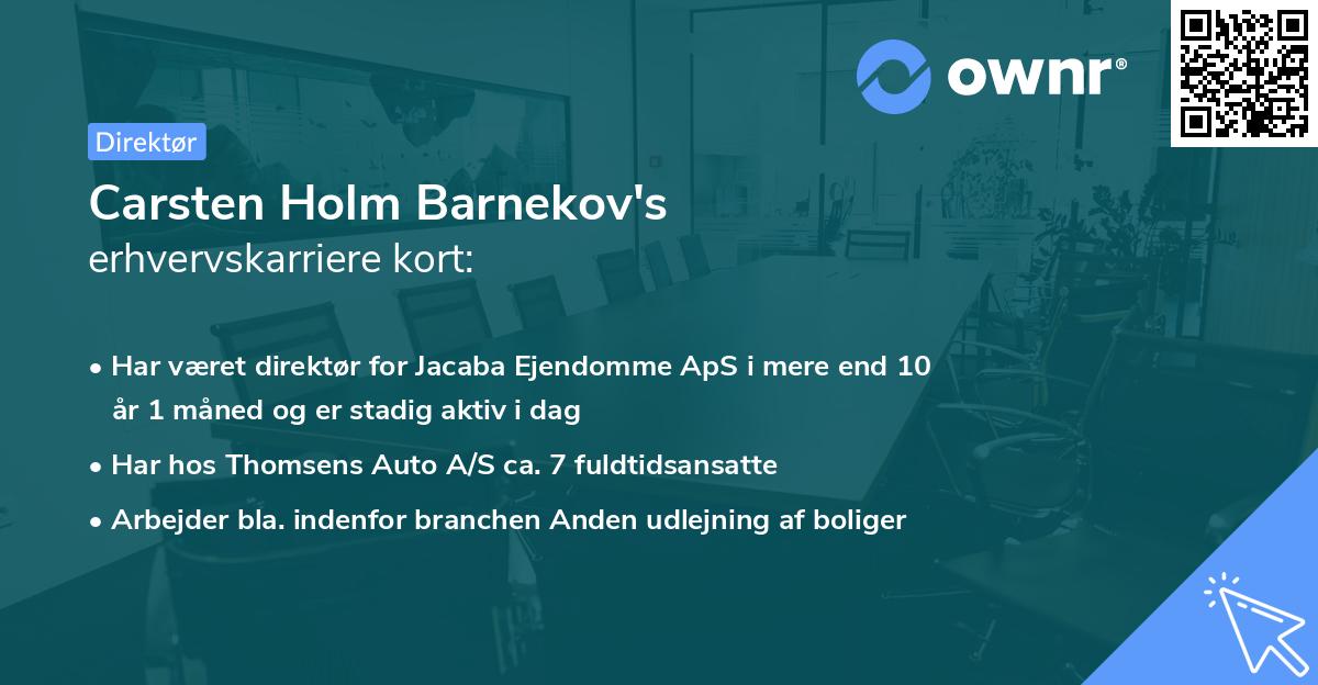 Carsten Holm Barnekov's erhvervskarriere kort