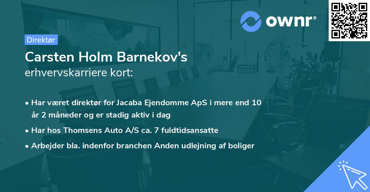Carsten Holm Barnekov's erhvervskarriere kort