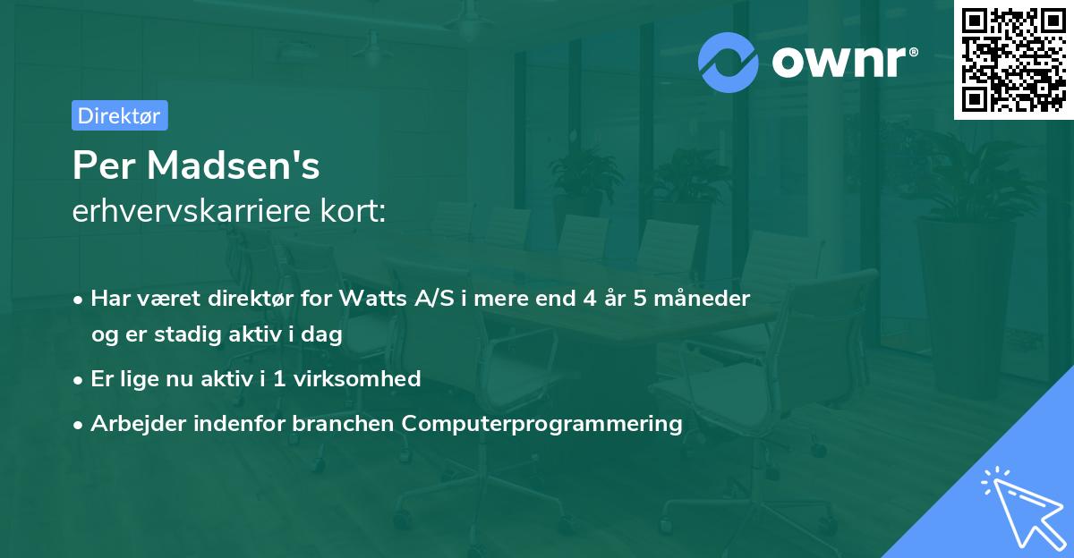 Per Madsen's erhvervskarriere kort