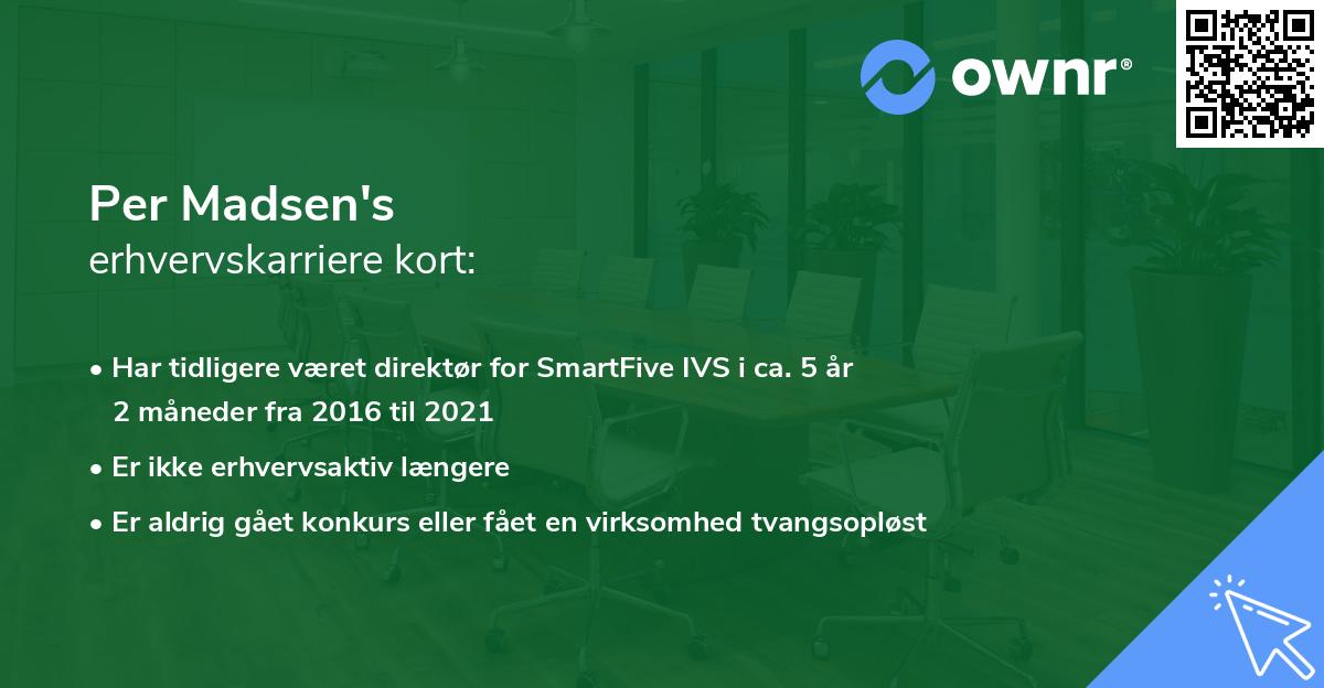 Per Madsen's erhvervskarriere kort