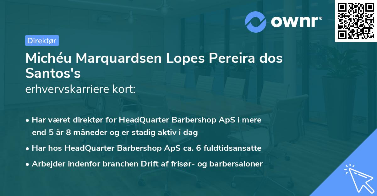Michéu Marquardsen Lopes Pereira dos Santos's erhvervskarriere kort