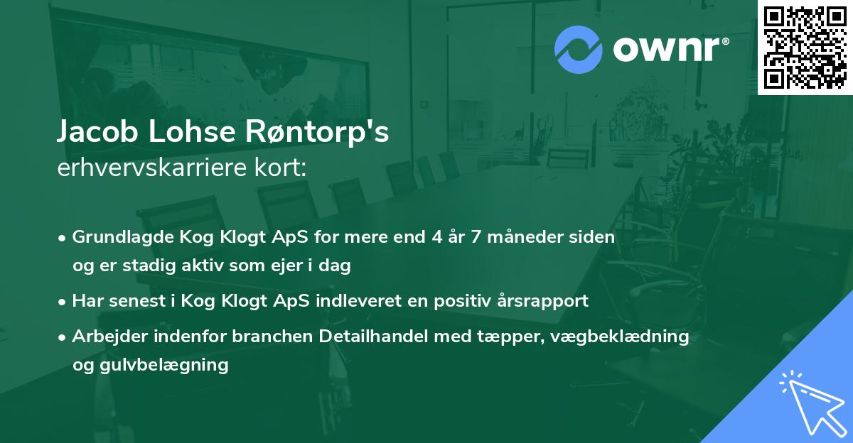 Jacob Lohse Røntorp's erhvervskarriere kort