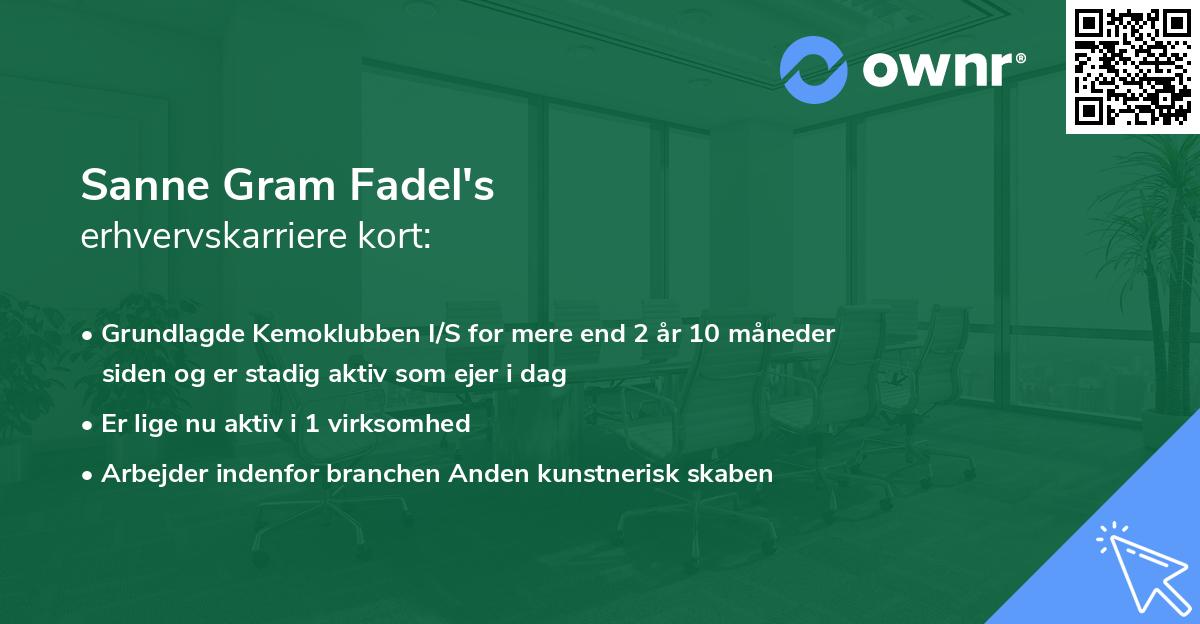 Sanne Gram Fadel's erhvervskarriere kort
