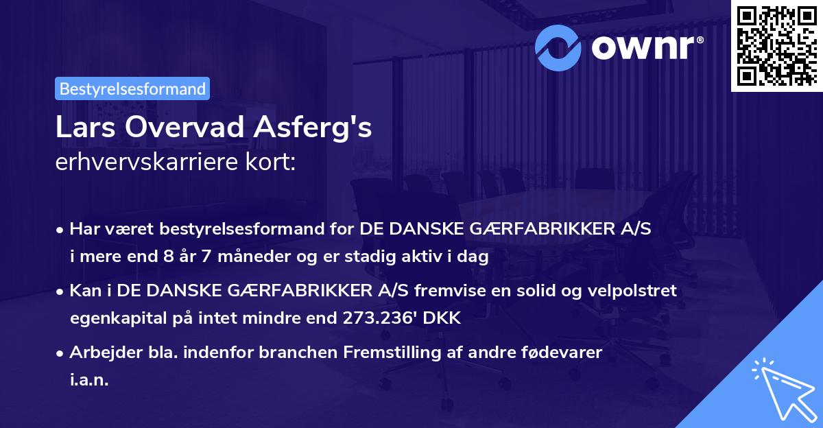 Lars Overvad Asferg's erhvervskarriere kort