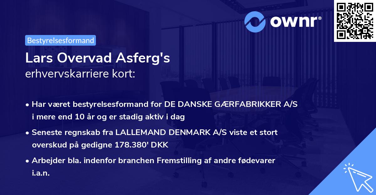 Lars Overvad Asferg's erhvervskarriere kort