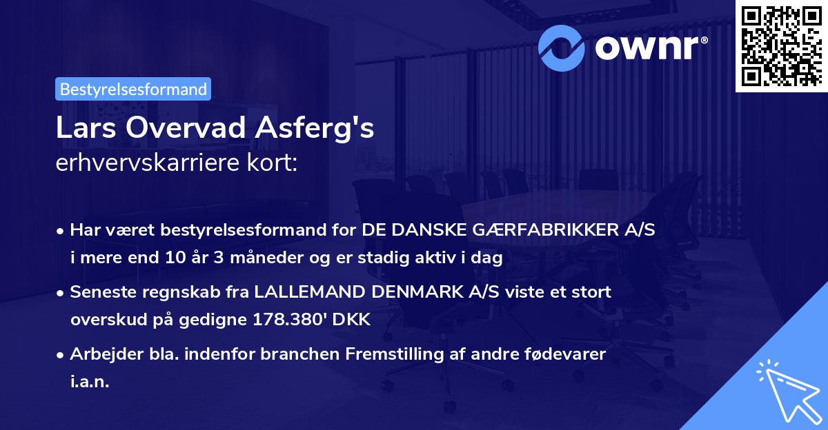 Lars Overvad Asferg's erhvervskarriere kort
