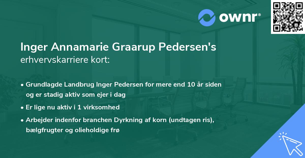 Inger Annamarie Graarup Pedersen's erhvervskarriere kort