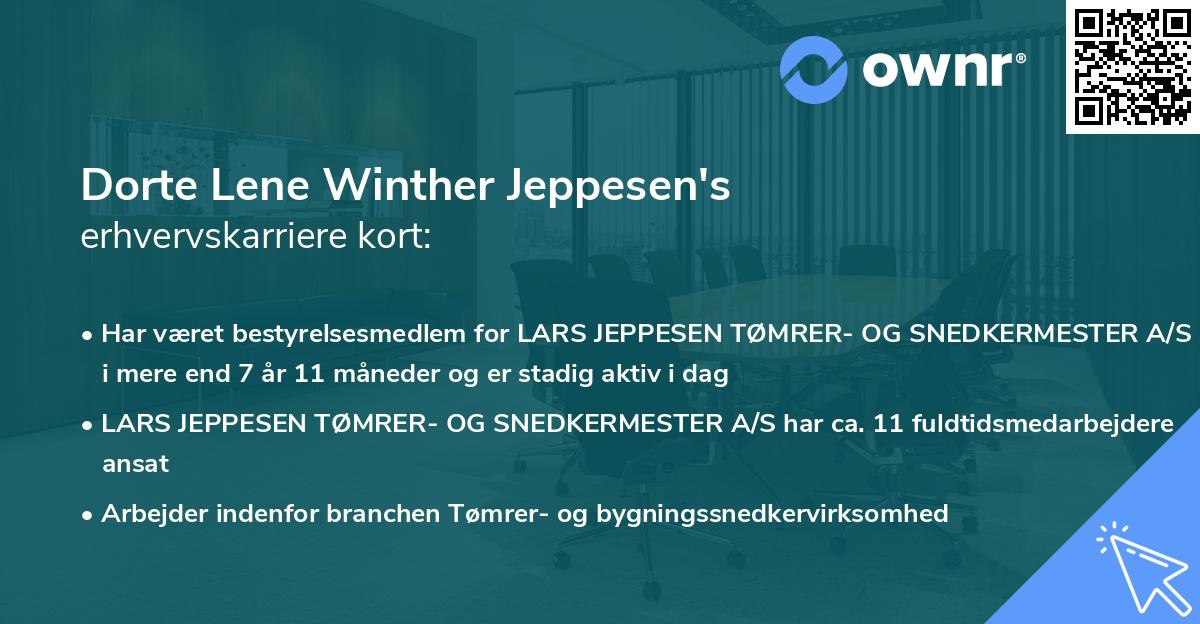 Dorte Lene Winther Jeppesen's erhvervskarriere kort