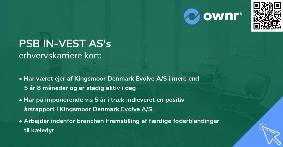PSB IN-VEST AS's erhvervskarriere kort