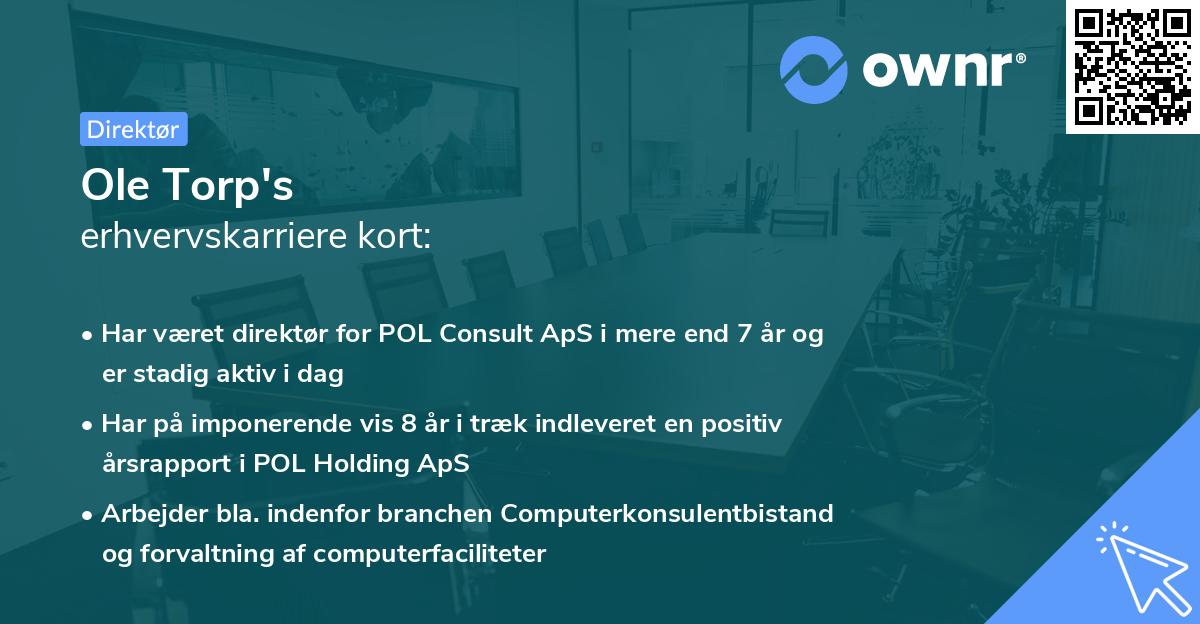 Ole Torp's erhvervskarriere kort