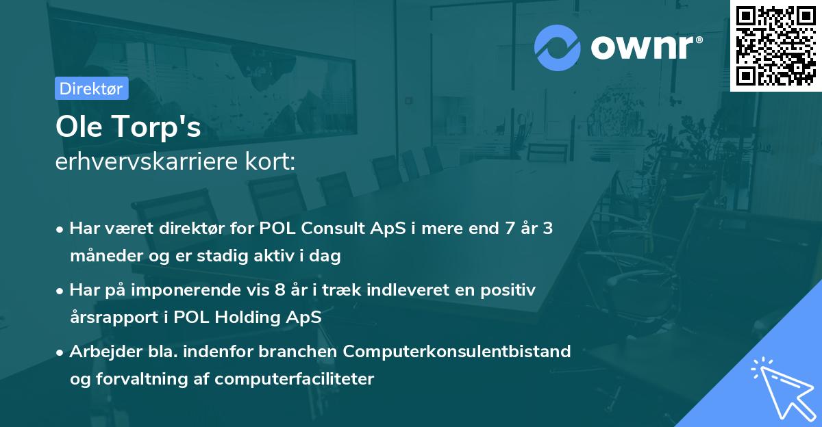 Ole Torp's erhvervskarriere kort