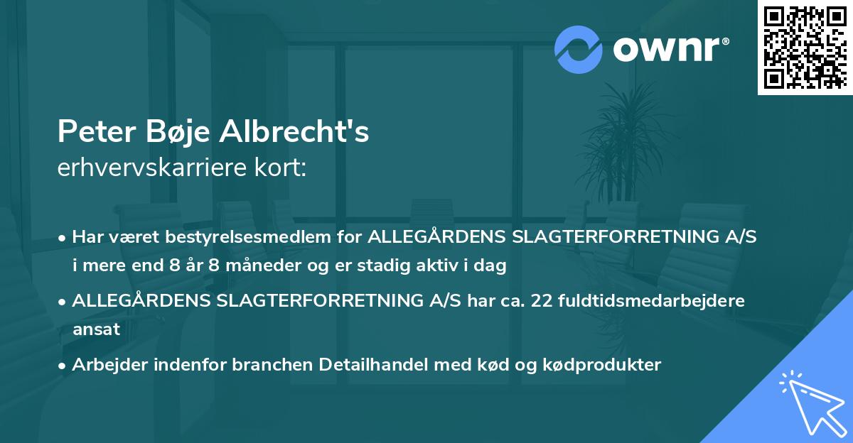 Peter Bøje Albrecht's erhvervskarriere kort