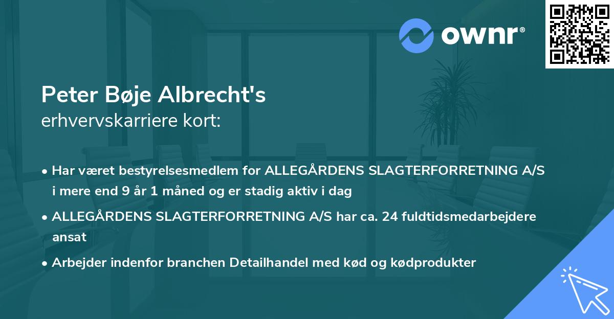 Peter Bøje Albrecht's erhvervskarriere kort