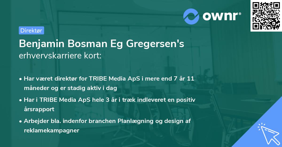 Benjamin Bosman Eg Gregersen's erhvervskarriere kort