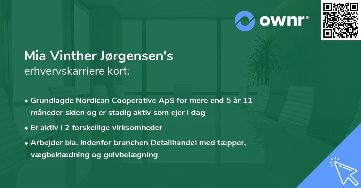 Mia Vinther Jørgensen's erhvervskarriere kort