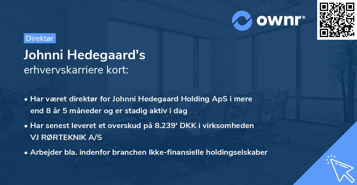Johnni Hedegaard's erhvervskarriere kort