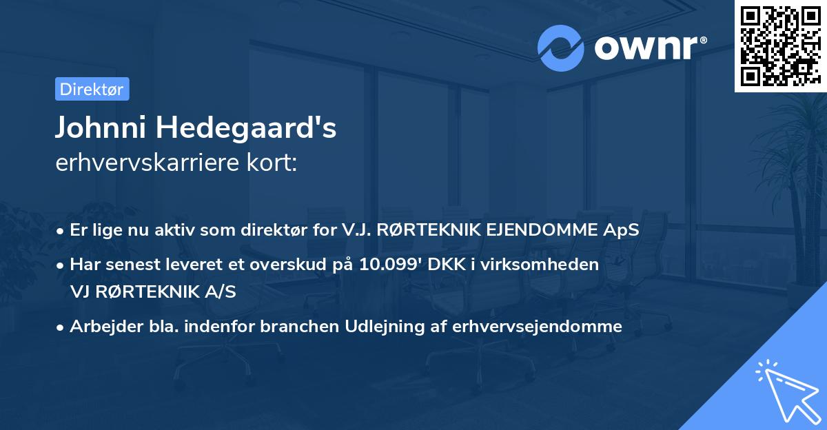 Johnni Hedegaard's erhvervskarriere kort