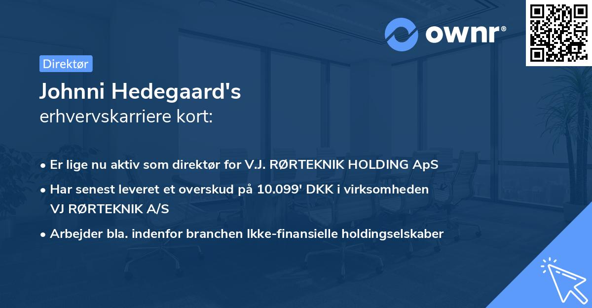 Johnni Hedegaard's erhvervskarriere kort