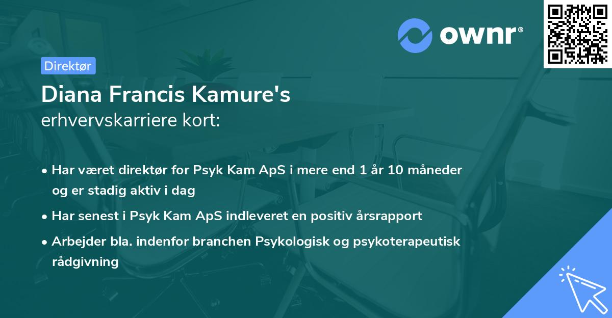 Diana Francis Kamure's erhvervskarriere kort