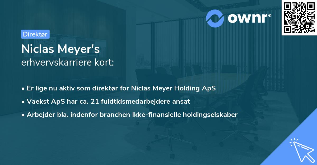 Niclas Meyer's erhvervskarriere kort
