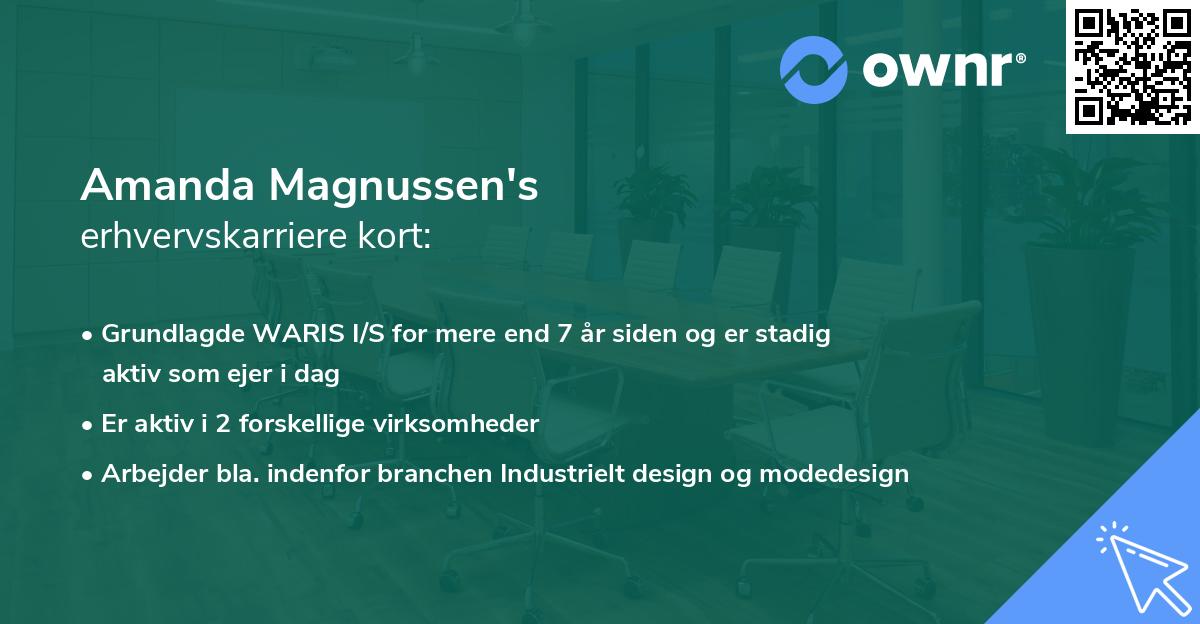 Amanda Magnussen's erhvervskarriere kort