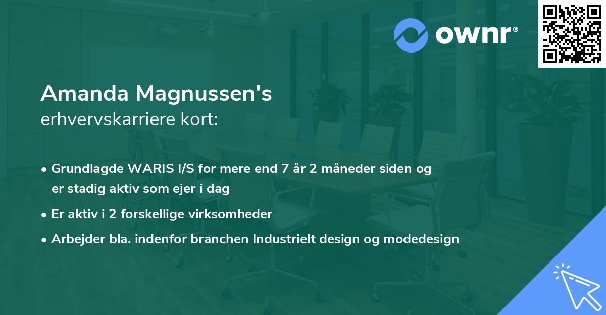 Amanda Magnussen's erhvervskarriere kort