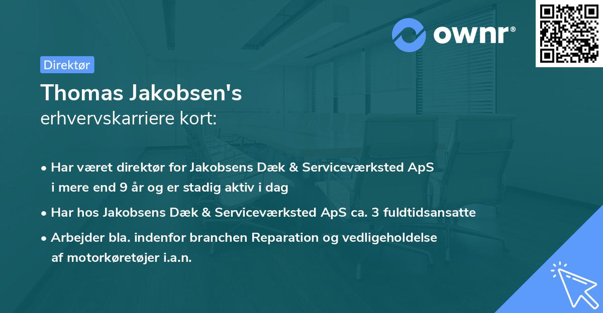Thomas Jakobsen's erhvervskarriere kort