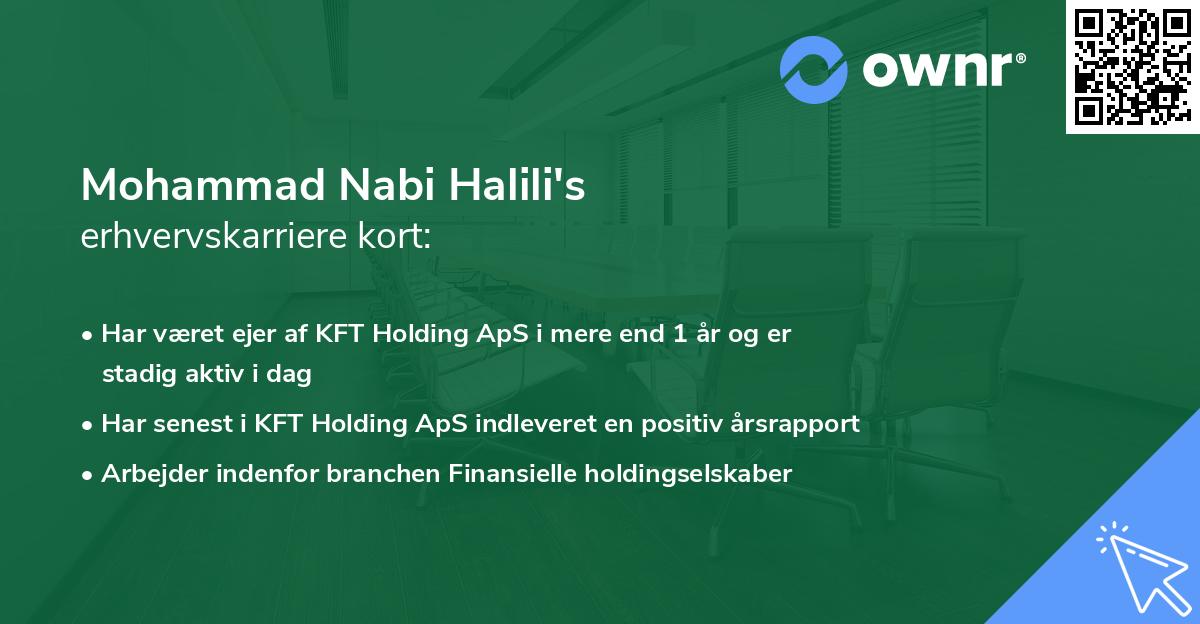 Mohammad Nabi Halili's erhvervskarriere kort