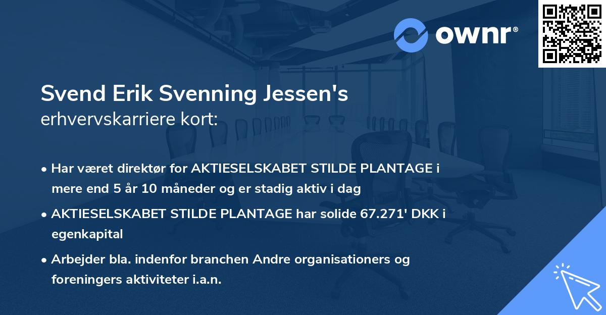 Svend Erik Svenning Jessen's erhvervskarriere kort