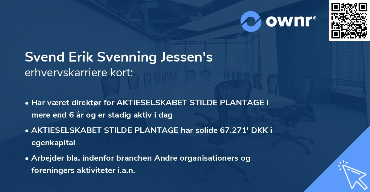 Svend Erik Svenning Jessen's erhvervskarriere kort
