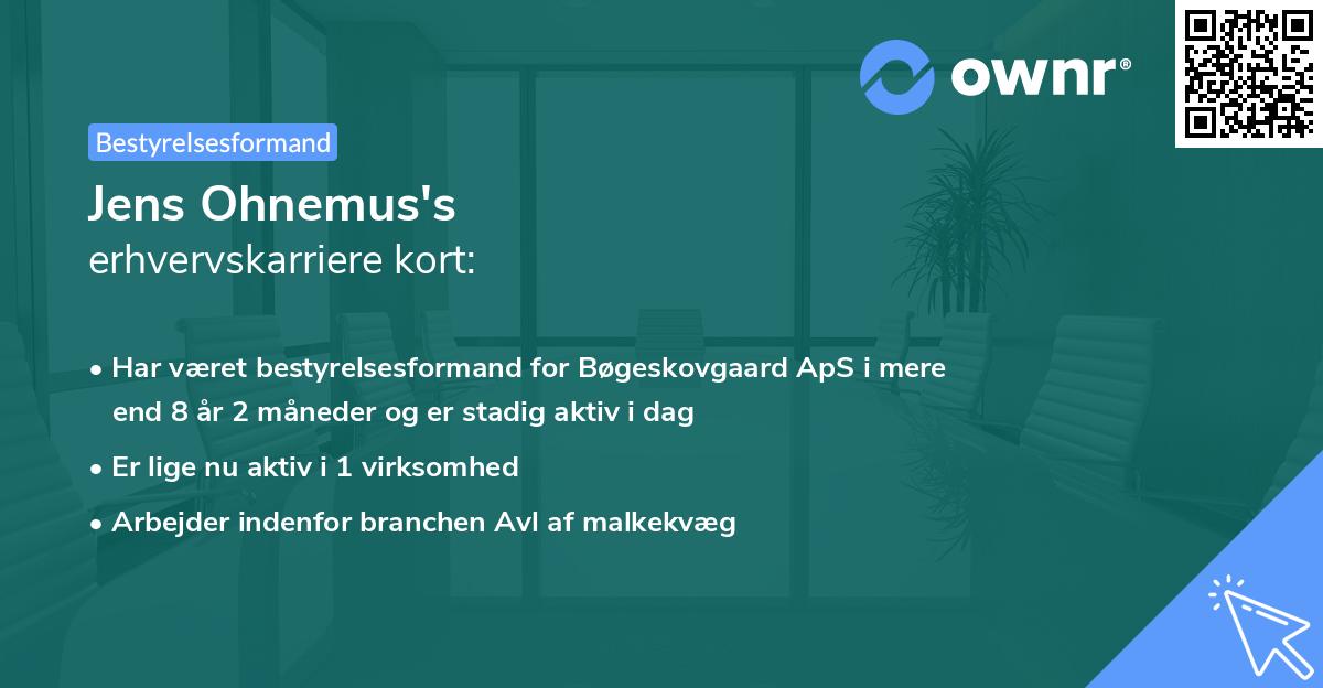 Jens Ohnemus's erhvervskarriere kort