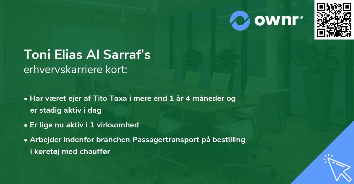 Toni Elias Al Sarraf's erhvervskarriere kort
