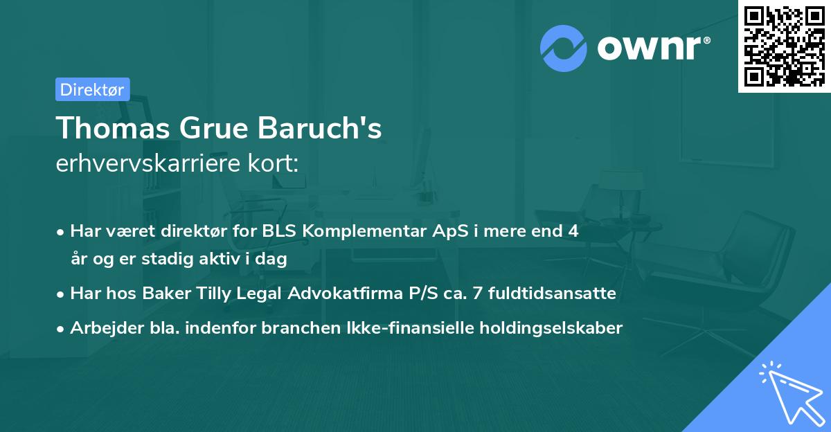 Thomas Grue Baruch's erhvervskarriere kort