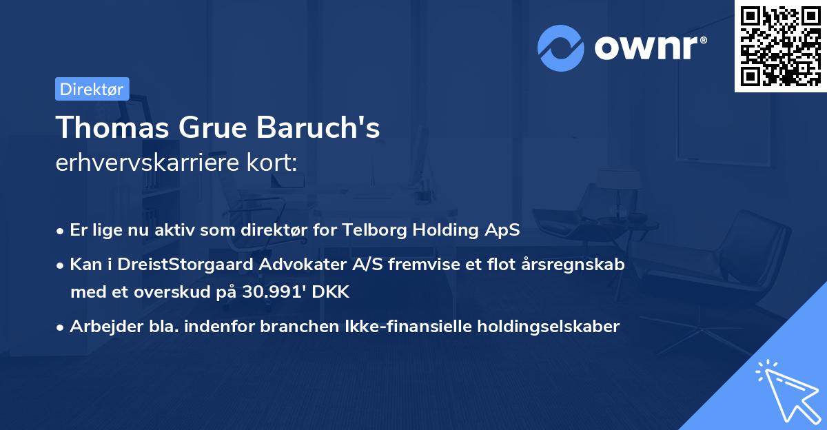 Thomas Grue Baruch's erhvervskarriere kort