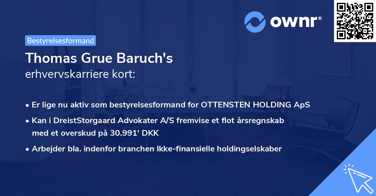 Thomas Grue Baruch's erhvervskarriere kort